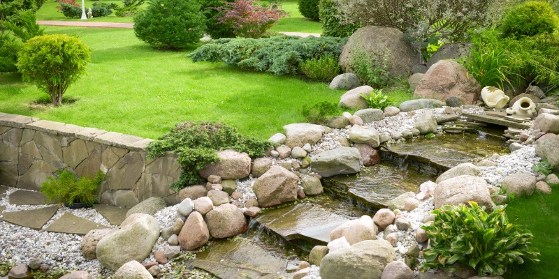Rock garden and pond